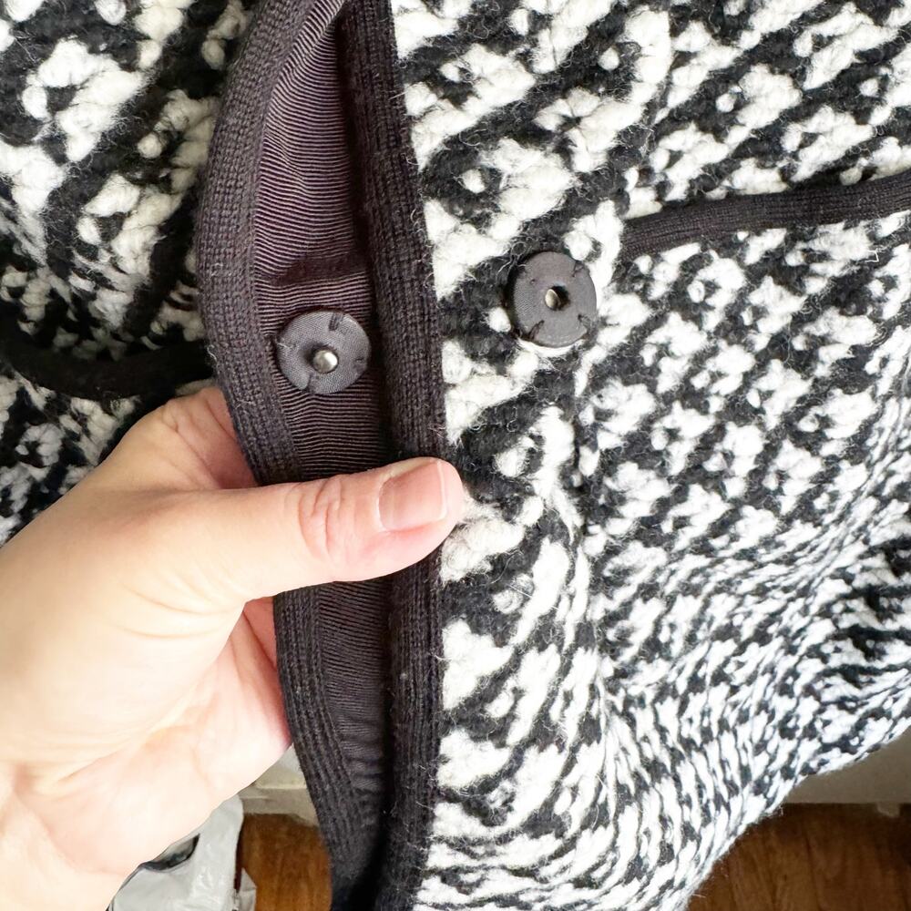 Talbots Wool Blend Sweater Coat Jacket Hidden Snap Buttons Houndstooth Style 1X - Picture 8 of 13